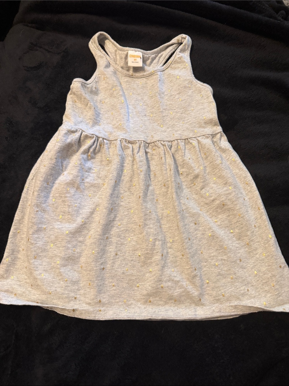 Gymboree Gray Tank Dress with Gold Dot Accents